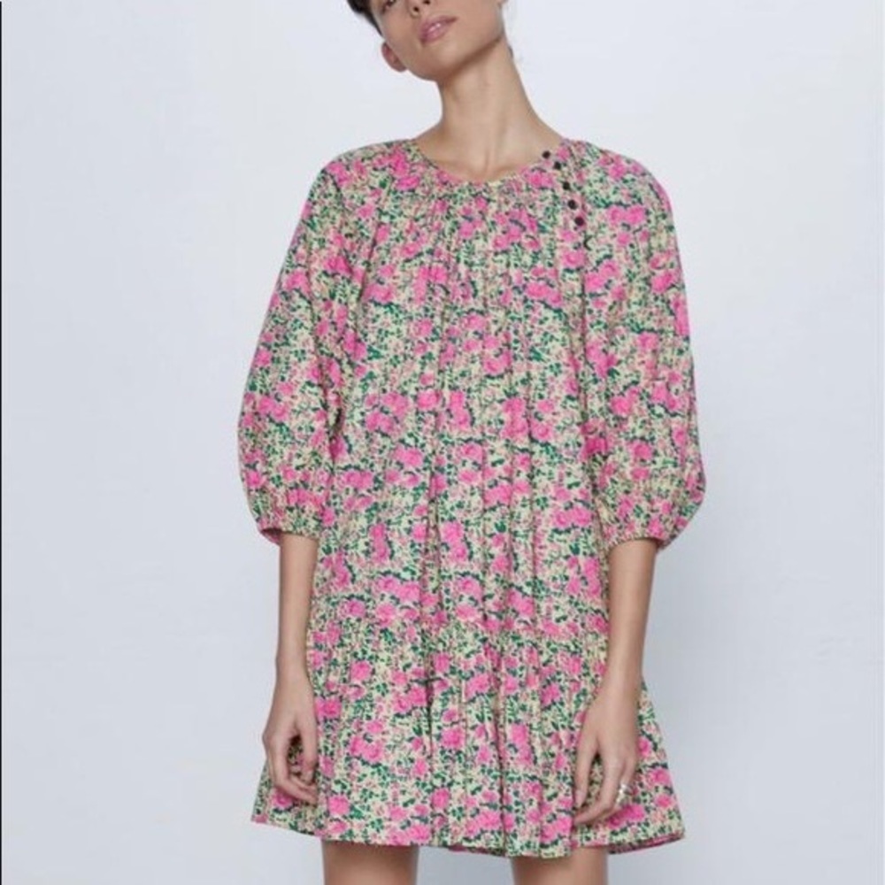 Brach Brach Floral swing dress with puff sleeve